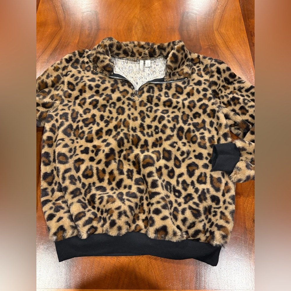 Cato Leopard Print Teddy Jacket in Brown and Black - Picture 2 of 5